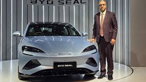 Chinese electric vehicles on display, representing their rising market share in India