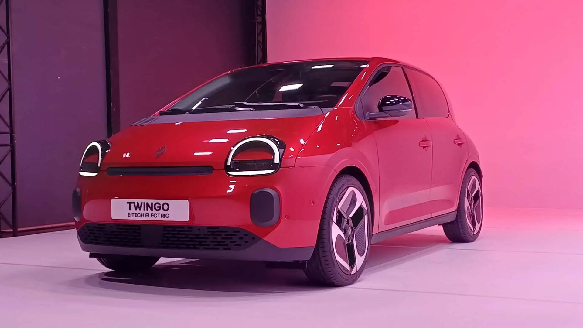 2026 Renault Twingo E-Tech Electric parked in a city street showing retro-modern design.