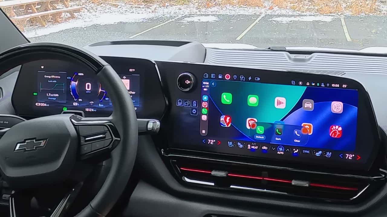 GM electric car dashboard with Apple CarPlay enabled