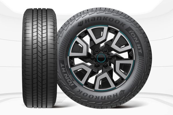 Close-up of Hankook iON HT tyre showing tread and EV-specific design
