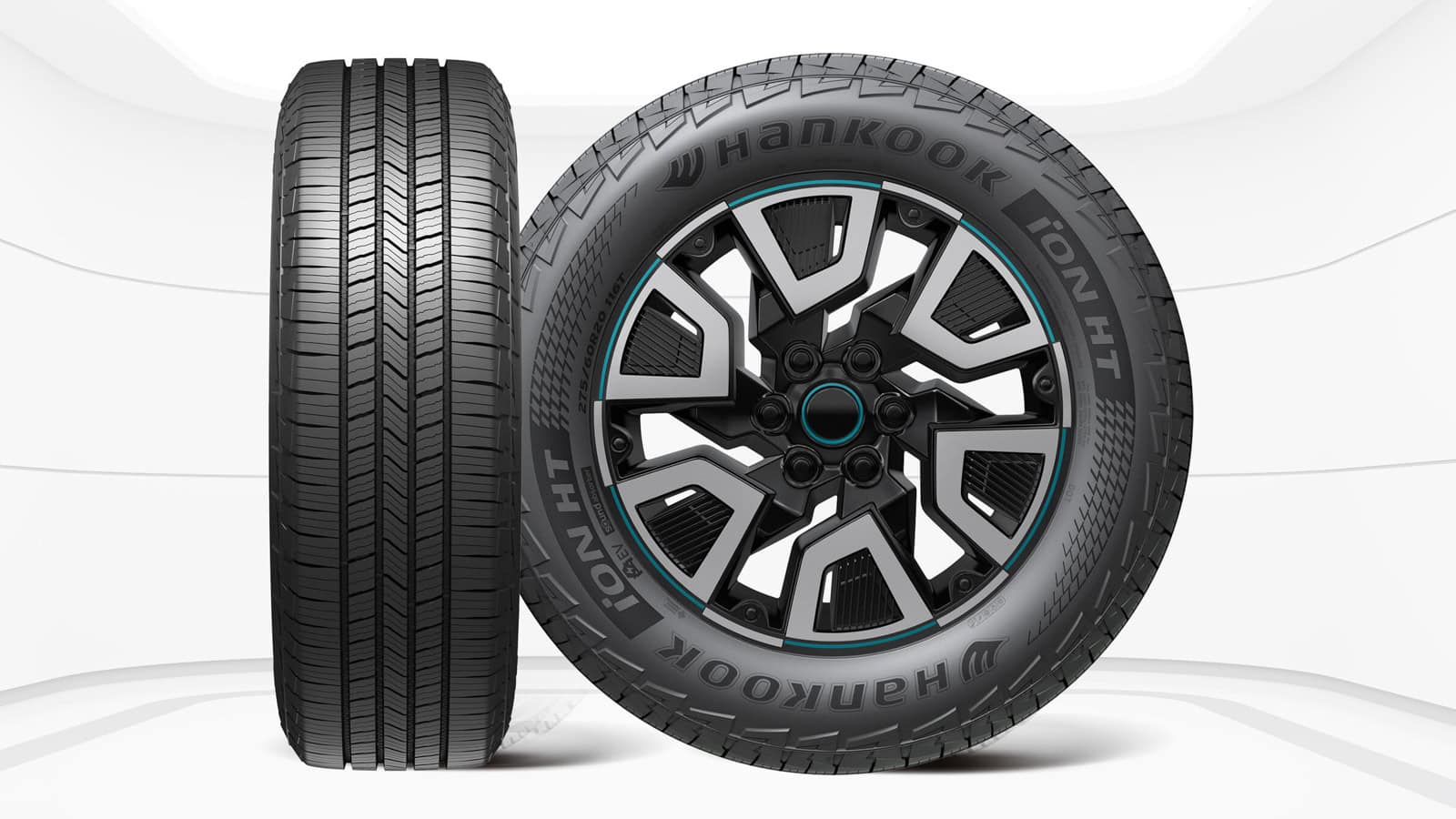 Close-up of Hankook iON HT tyre showing tread and EV-specific design