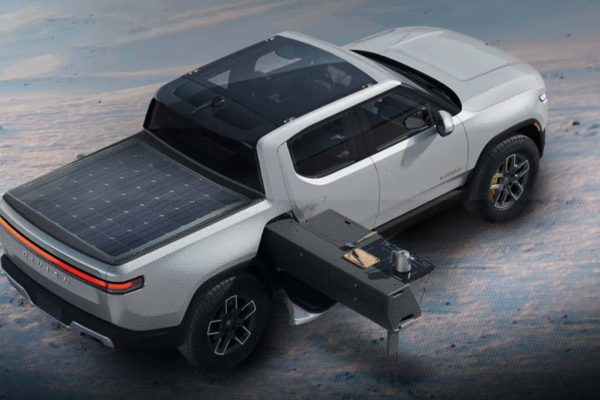 Rivian R1T solar tonneau cover for off-grid camping