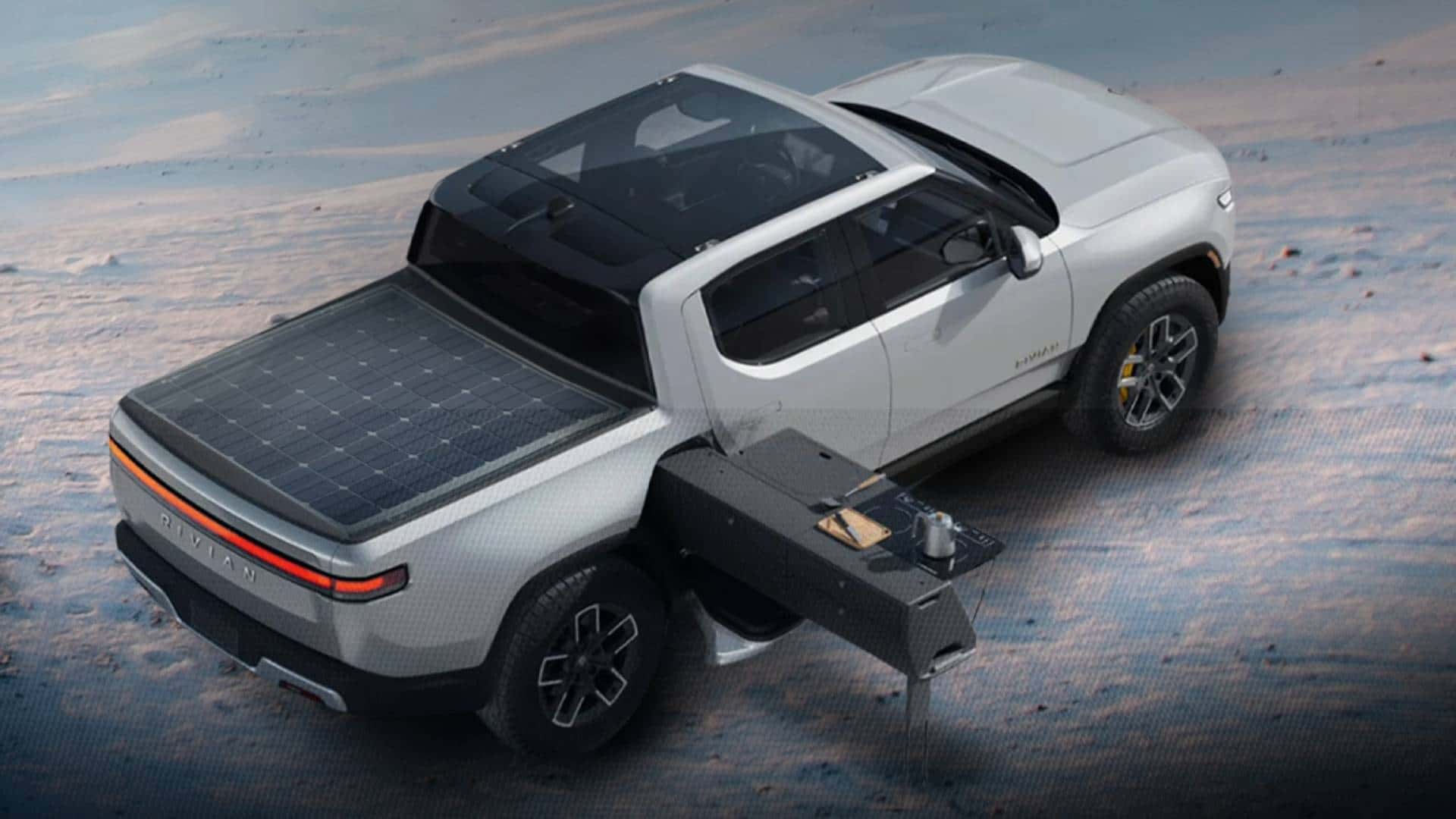 Rivian R1T solar tonneau cover for off-grid camping