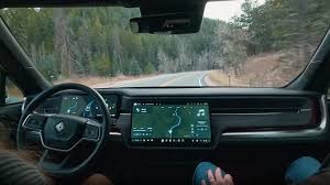 Rivian EV software update interface on dashboard
