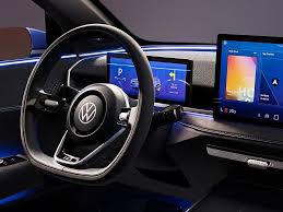 Volkswagen EV interior showing buttons instead of touch controls