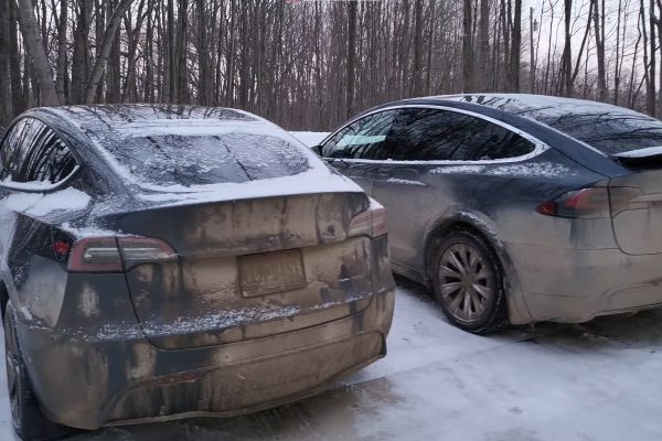 Tesla Model 3 parked in extreme -35°F winter conditions