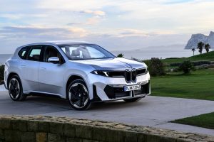 A fleet of 2026 BMW iX3 SUVs ready for delivery at the Debrecen factory in Hungary.