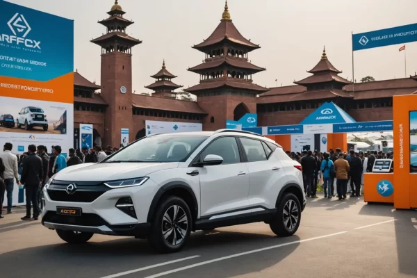 The sleek new Arcfox T1 electric crossover hatchback finished in premium metallic paint, showcasing its modern front fascia and aerodynamic lines